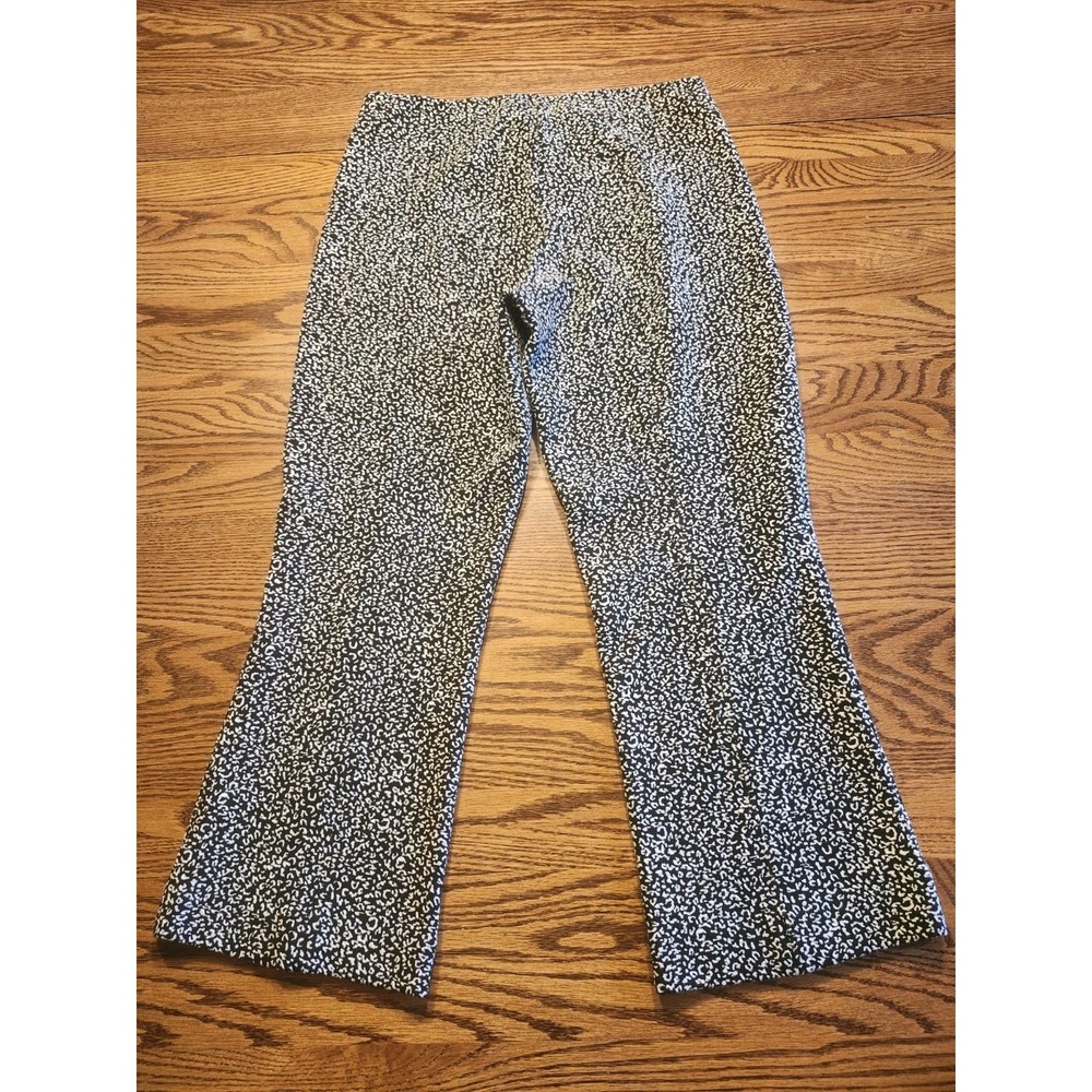 Anthropologie Essential Crop Flare Pants Womens Pull On Size Small Black & White - Picture 4 of 10